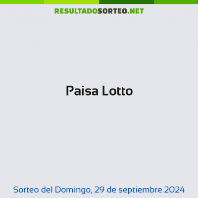 Paisa Lotto del 29 de septiembre de 2024