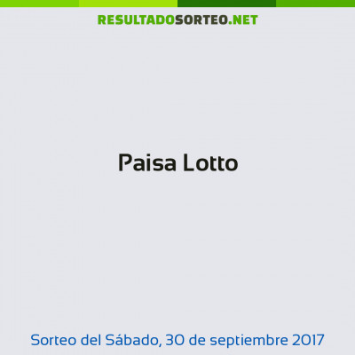 Paisa Lotto del 30 de septiembre de 2017