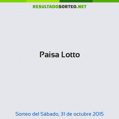 Paisa Lotto del 31 de octubre de 2015