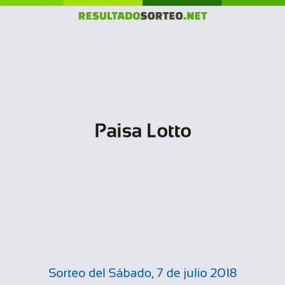 Paisa Lotto del 7 de julio de 2018