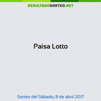 Paisa Lotto del 8 de abril de 2017