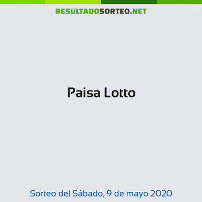 Paisa Lotto del 9 de mayo de 2020