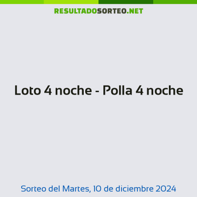 Loto 4 noche - Polla 4 noche del 10 de diciembre de 2024