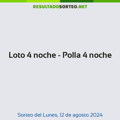 Loto 4 noche - Polla 4 noche del 12 de agosto de 2024