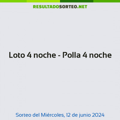 Loto 4 noche - Polla 4 noche del 12 de junio de 2024