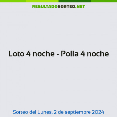 Loto 4 noche - Polla 4 noche del 2 de septiembre de 2024