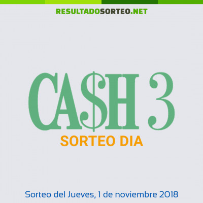 Cash Three Dia del 1 de noviembre de 2018