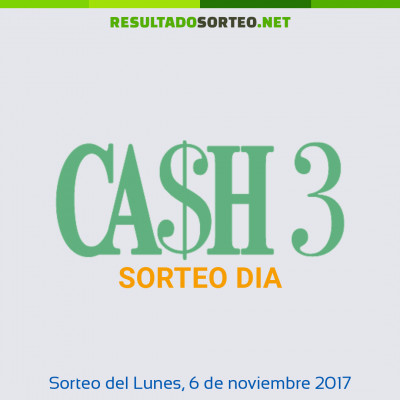 Cash Three Dia del 6 de noviembre de 2017
