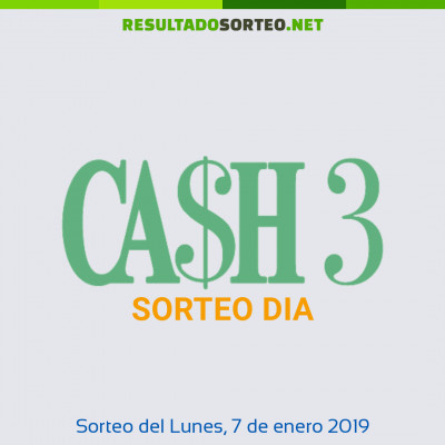 Cash Three Dia del 7 de enero de 2019