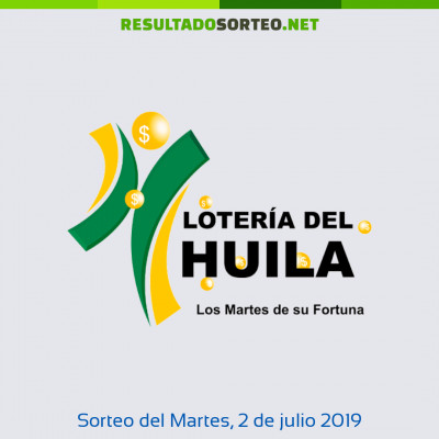 Loteria del Huila del 2 de julio de 2019