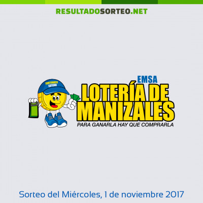 Loteria de Manizales del 1 de noviembre de 2017
