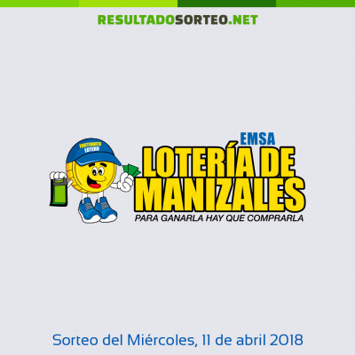 Loteria de Manizales del 11 de abril de 2018