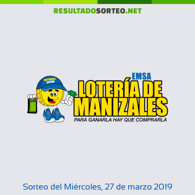 Loteria de Manizales del 27 de marzo de 2019