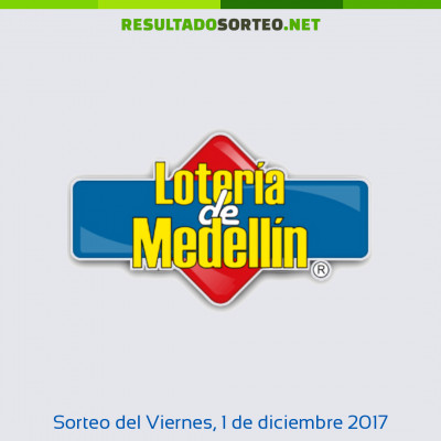 Loteria de Medellin del 1 de diciembre de 2017