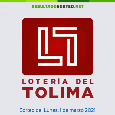Loteria del Tolima del 1 de marzo de 2021