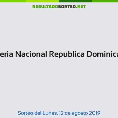 Loteria Nacional Republica Dominicana del 12 de agosto de 2019