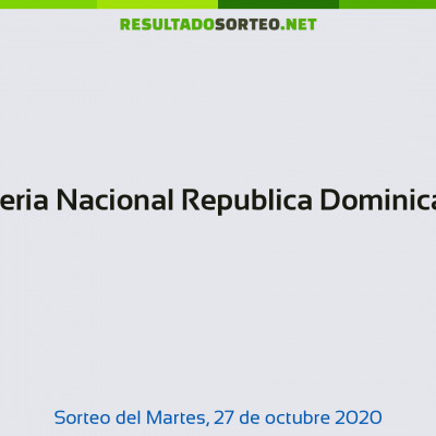 Loteria Nacional Republica Dominicana del 27 de octubre de 2020
